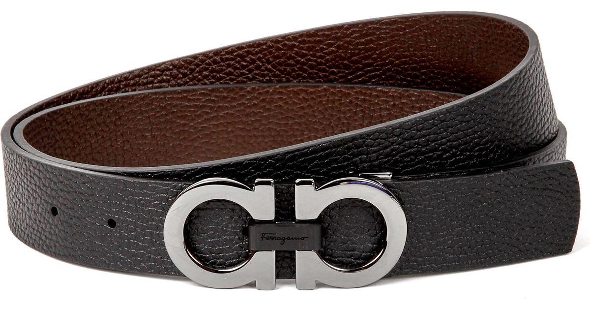 Belt Logo - Lyst - Ferragamo Reversible Pebble Leather Logo Belt in Brown for Men