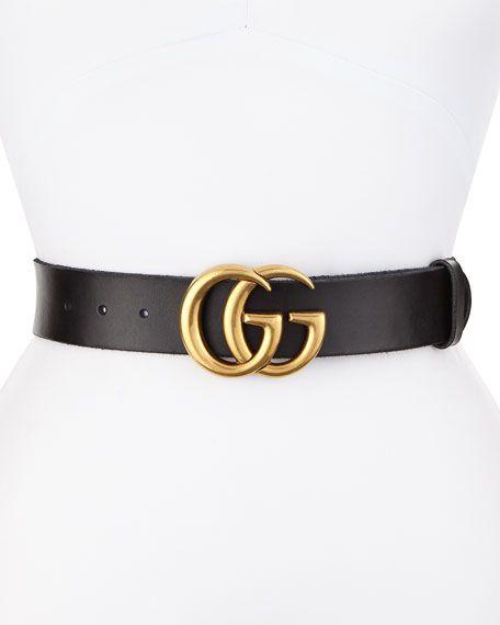 Belt Logo - Gucci Leather Logo Buckle Belt
