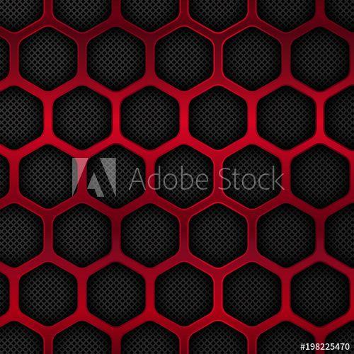 Black and Red Hexagon Logo - Black and red metal background. Hexagon pattern. Vector illustration ...