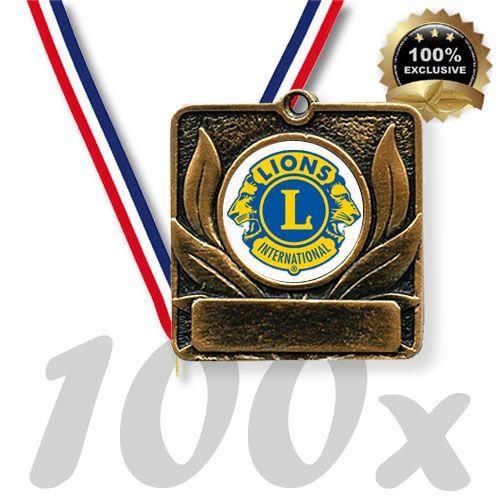 Medal Logo - Pack of 100 Square Pewter Medals with Ribbons & Free Logo Inserts ...