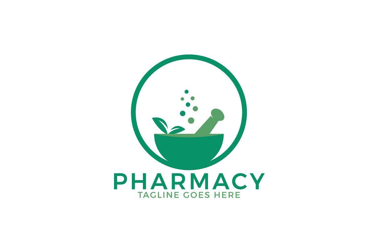 Mortar Logo - Pharmacy medical logo. Natural mortar and pestle logotype.