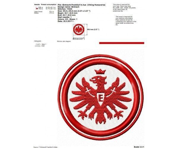Eintracht Logo - Eintracht Frankfurt FC logo machine embroidery design for instant