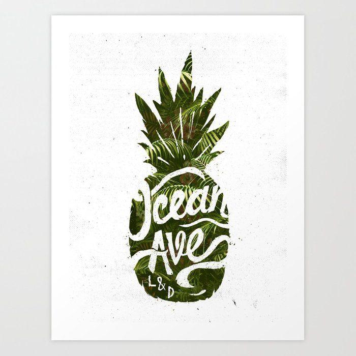 Pineapple Logo - Ocean Ave Lettering and Design Pineapple Logo Art Print by oceanave ...