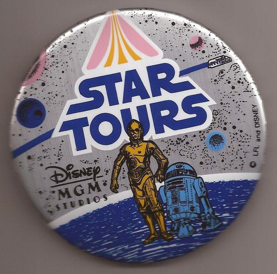 C-3PO Logo - OLD DISNEY MGM STUDIOS STAR TOURS LOGO C-3PO & R2D2 PIN-BACK BUTTON ...