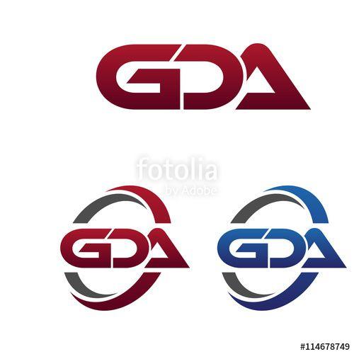 GDA Logo - Modern 3 Letters Initial logo Vector Swoosh Red Blue gda Stock