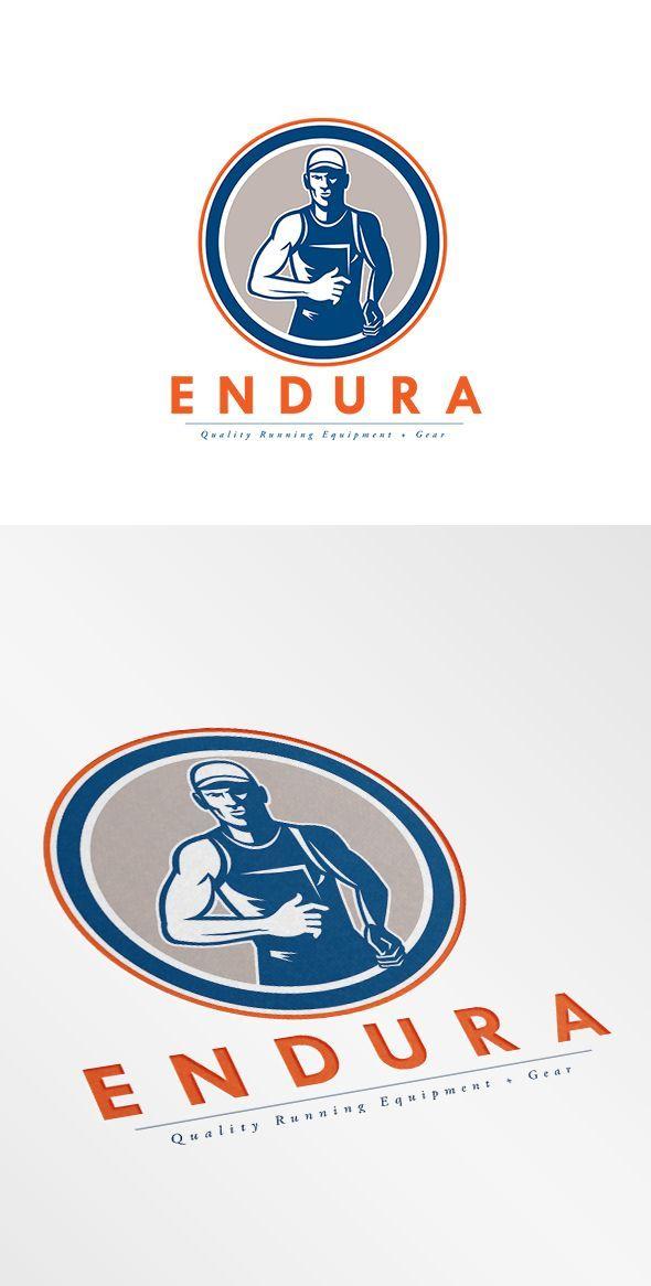 Endura Logo - Endura Running Gear Logo. Logo showing illustration of a marathon