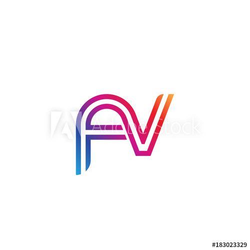 FV Logo - Initial lowercase letter fv, linked outline rounded logo, colorful