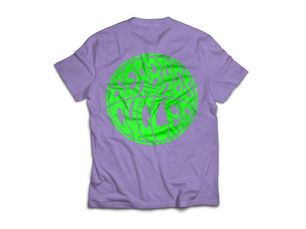 Lilac Logo - Acid Green On Pastel Lilac T Shirt