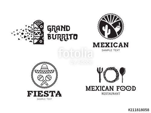 Burrito Logo - Vector Mexican Burrito Food Logo Set