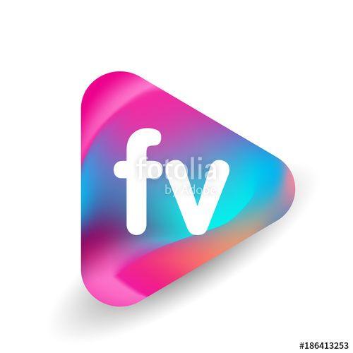 FV Logo - Letter FV logo in triangle shape and colorful background, letter