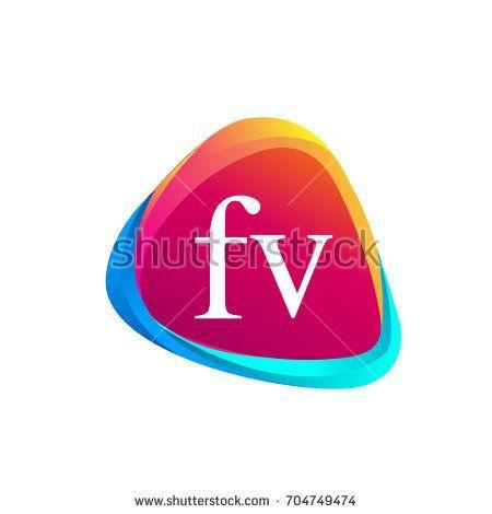 FV Logo - Letter FV logo in triangle shape and colorful background, letter