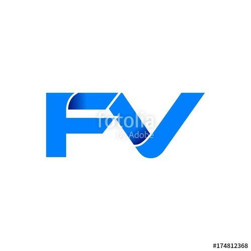 FV Logo - fv logo initial logo vector modern blue fold style
