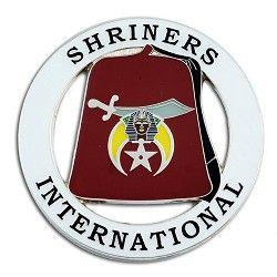 Shriners Logo - Shriners International Fez Round White & Red Car Auto Emblem