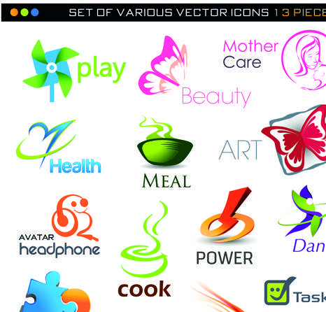 Different Logo - Different 3D logos design elements vector 03 free download