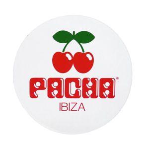 Cherries Logo - OFFICIAL Pacha Ibiza Club Sticker Large White Cherry Logo Circular