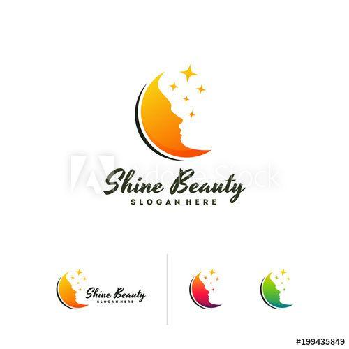 Moonlight Logo - Shine Beauty logo designs vector, Face in Moonlight logo template