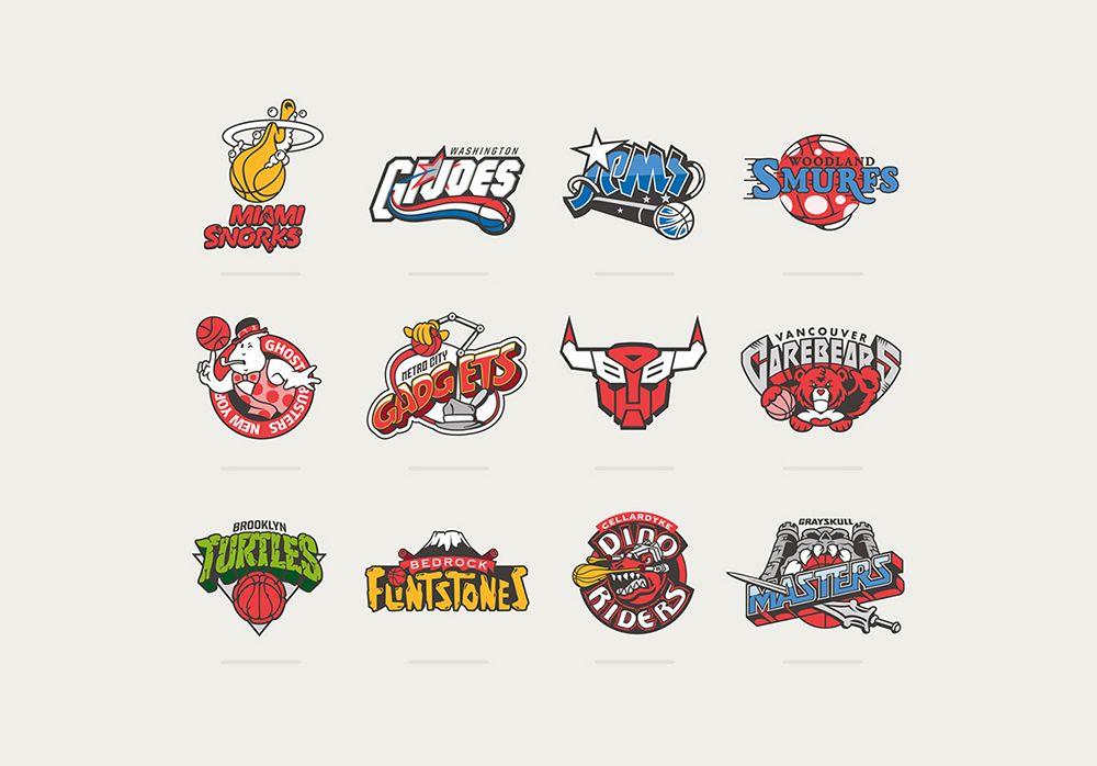 90s Logo - NBA Logos Crossover with 80s and 90s Cartoons - Alfalfa Studio