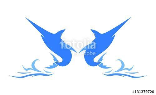 Swordfish Logo - Two Blue Marlin or Swordfish Logo Sihouette. Isolated. Stock image