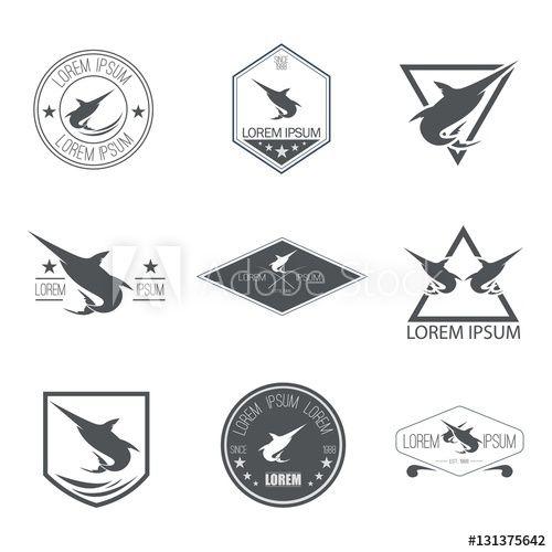 Swordfish Logo - Hipster Blue Marlin or Swordfish Logo, Emblem, or Badge.. Isolated ...