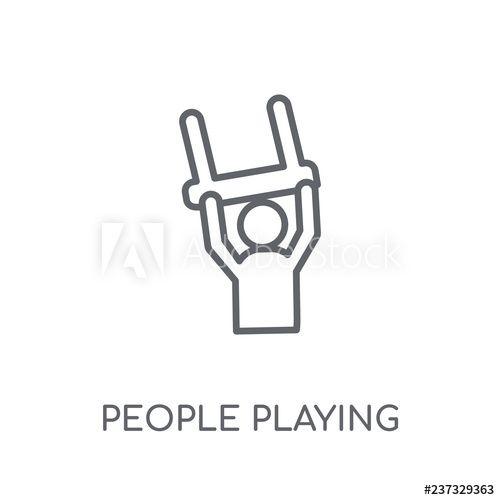 Trapeze Logo - People playing Trapeze icon linear icon. Modern outline People ...