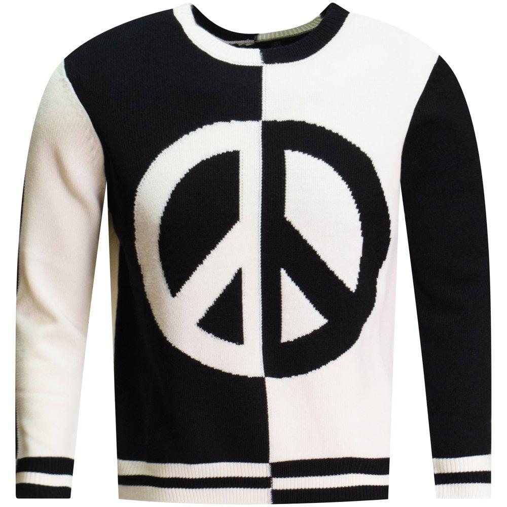 Jumper Logo - LOVE MOSCHINO Black Cream Logo Knit Jumper From Brother2Brother UK