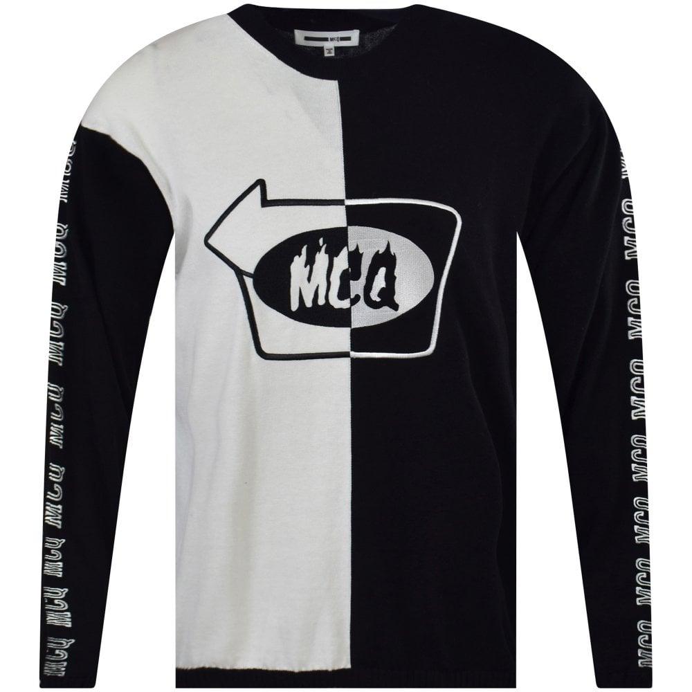 Jumper Logo - McQ by ALEXANDER MCQUEEN White/Black Two Tone Logo Knit Jumper - Men ...