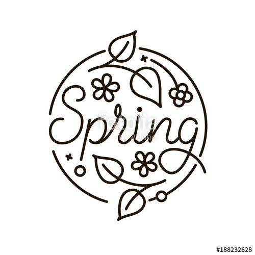 Spring Logo - Abstract spring logo in flat style with flowers, leaves. Geometric