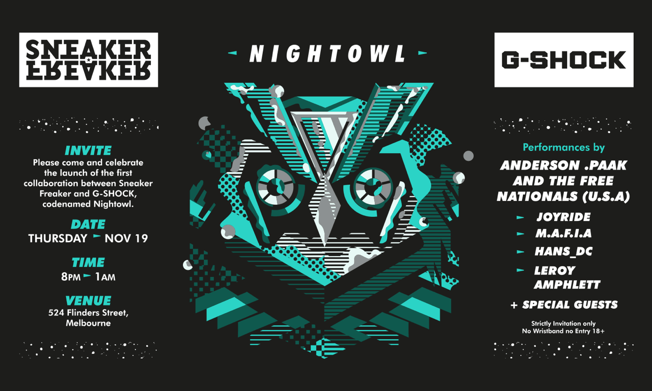 NightOwlSP Logo - NIGHTOWL: SNEAKER FREAKER x G-SHOCK | Saint Side