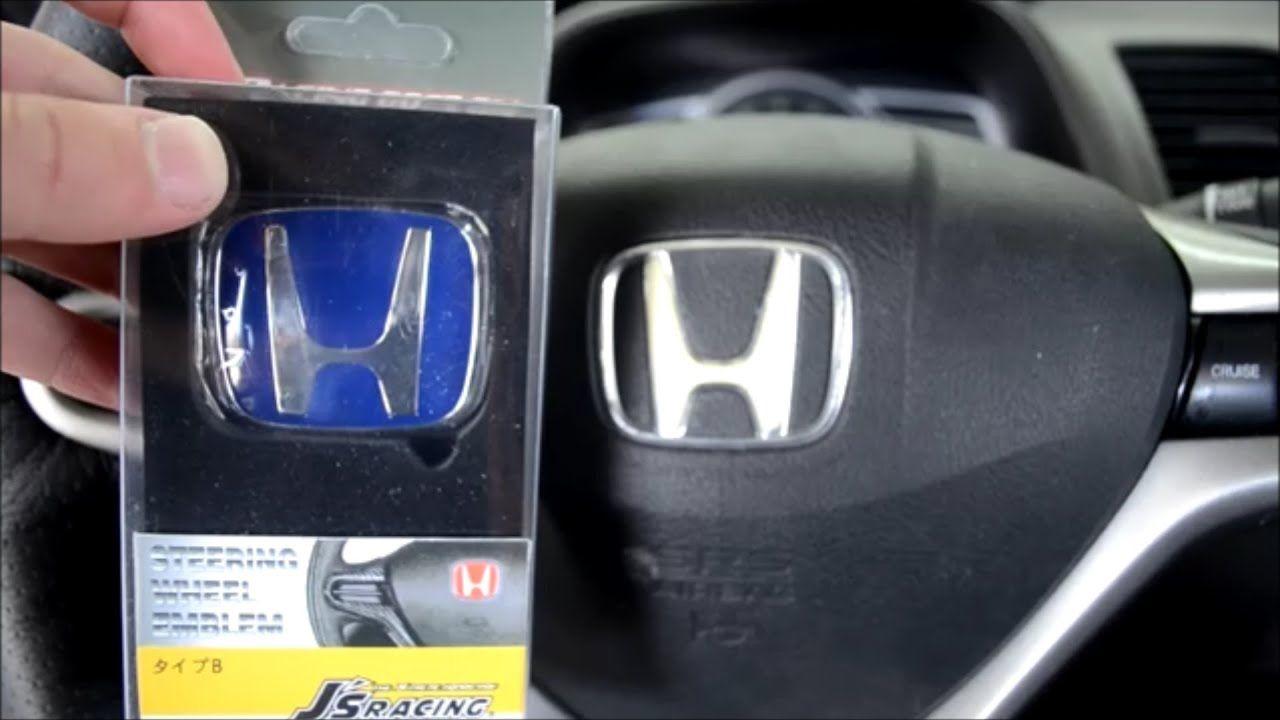 Blue Honda Civic Logo - Blue JDM Steering Wheel emblem Install - YouTube