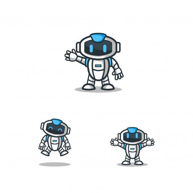 Character Logo - Set of robot character logo mascot template Vector