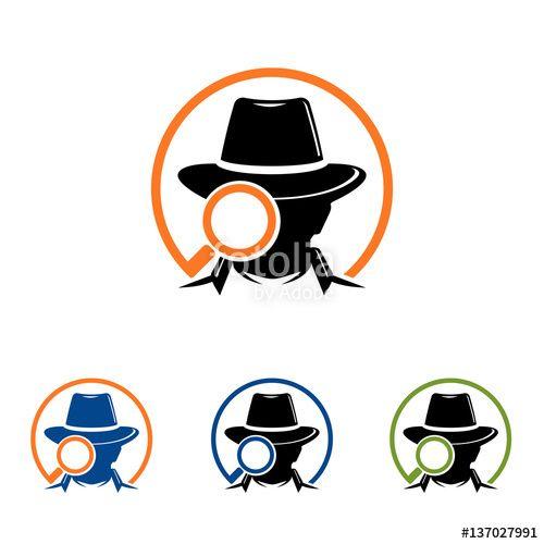 Find Logo - Find Search Spy Cowboy Detective Magnifying Glass Logo