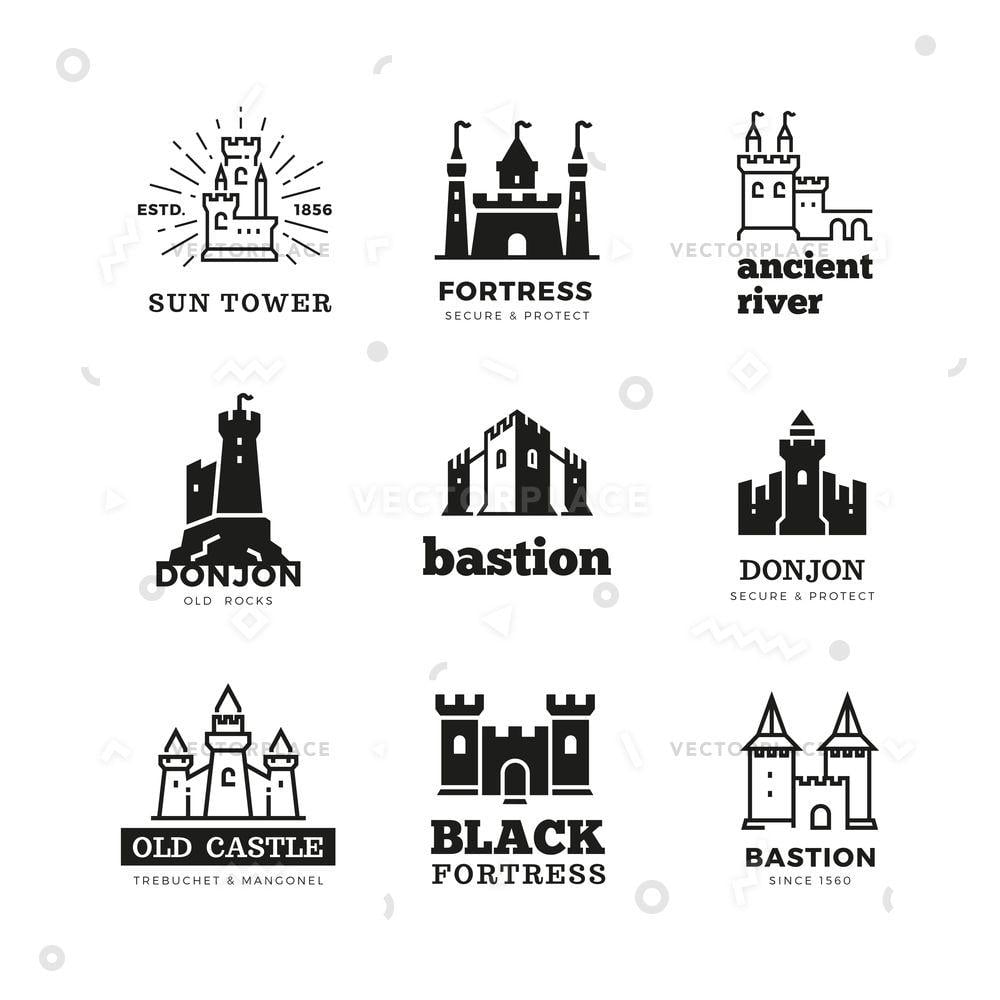 Castle Logo - Medieval Castle Knight Fortress Ancient Royal Vector Illustration ...