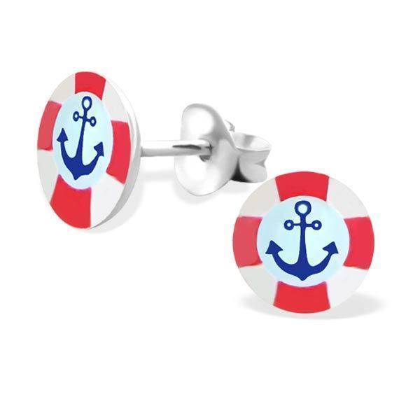 Lifebuoy Logo - Ankhor Saveguard Lifebuoy Logo Studs - Silver Earrings