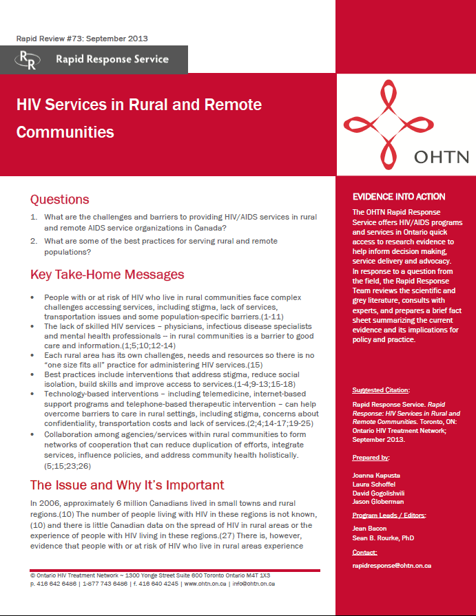 Ohtn Logo - OHTN Rapid Response #73: HIV Services in Rural Communities - Pacific ...