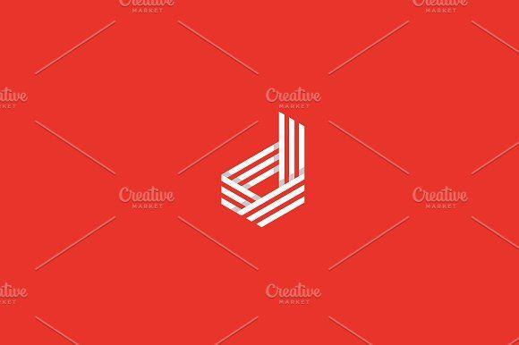 Red Geometric Logo - Line letter d logotype. Abstract geometric logo icon vector sign ...