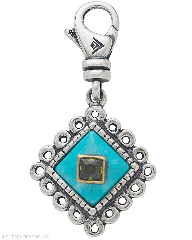 Silpada Logo - Charm, Dyed Magnesite, Cubic Zirconia, Sterling Silver