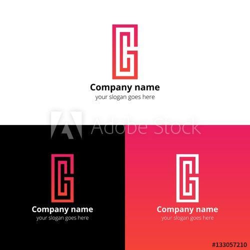 Red Geometric Logo - G And C Letter Geometric Logo., Icon With Gradient Pink Red Trend