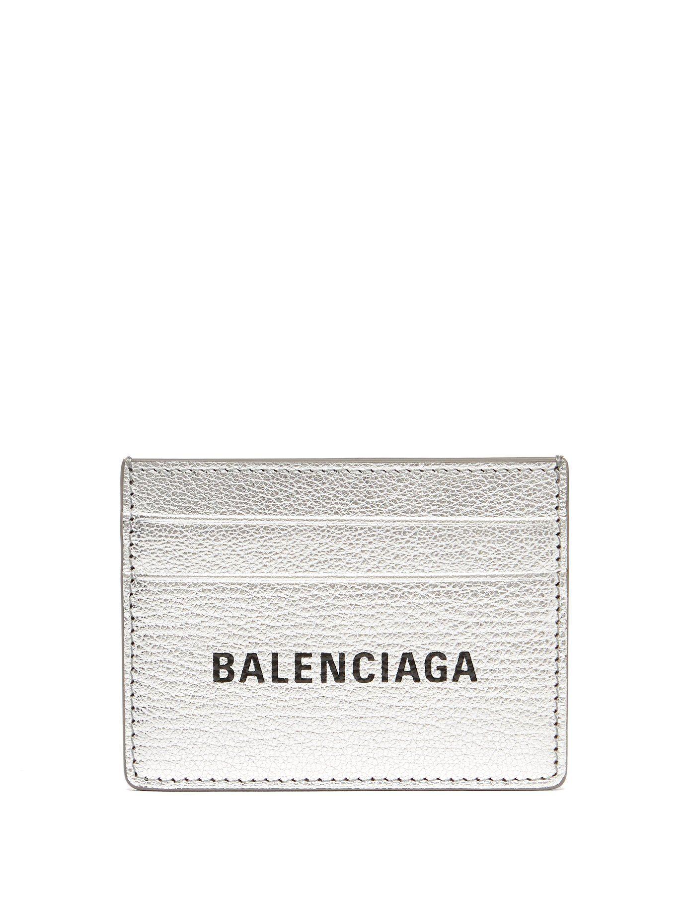 Matchesfashion Logo - Everyday logo metallic-leather cardholder | Balenciaga ...