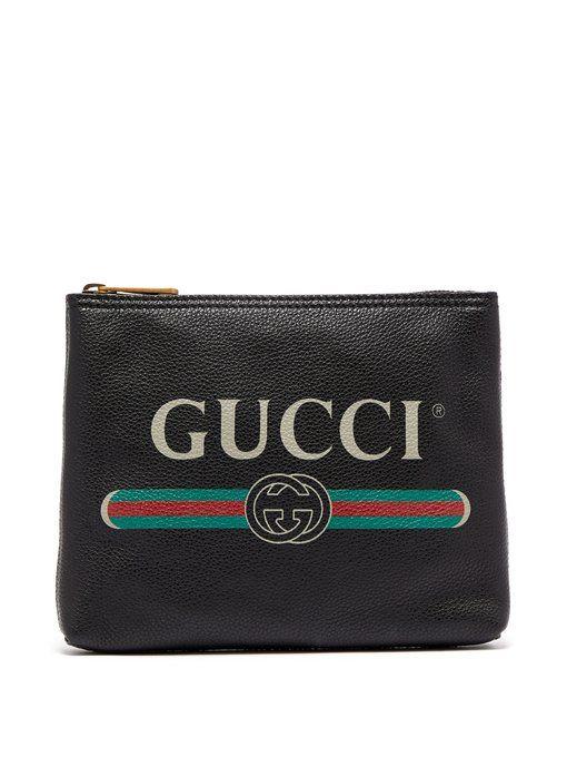 Matchesfashion Logo - Logo-print small leather pouch | Gucci | MATCHESFASHION.COM KR