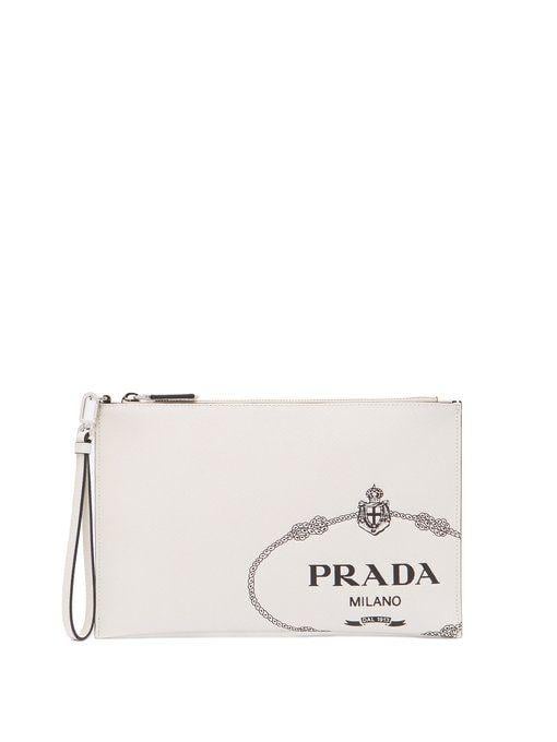 Matchesfashion Logo - Logo-debossed leather pouch | Prada | MATCHESFASHION.COM US