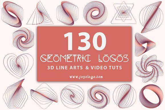 Red Geometric Logo - Geometric Logo Generator 3D Line Art ~ Logo Templates ~ Creative Market