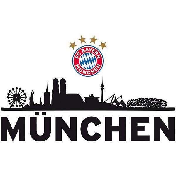 Munchen Logo - Wandsticker FCB Skyline mit Logo, 60 x 30 cm, Fußballverein FC ...