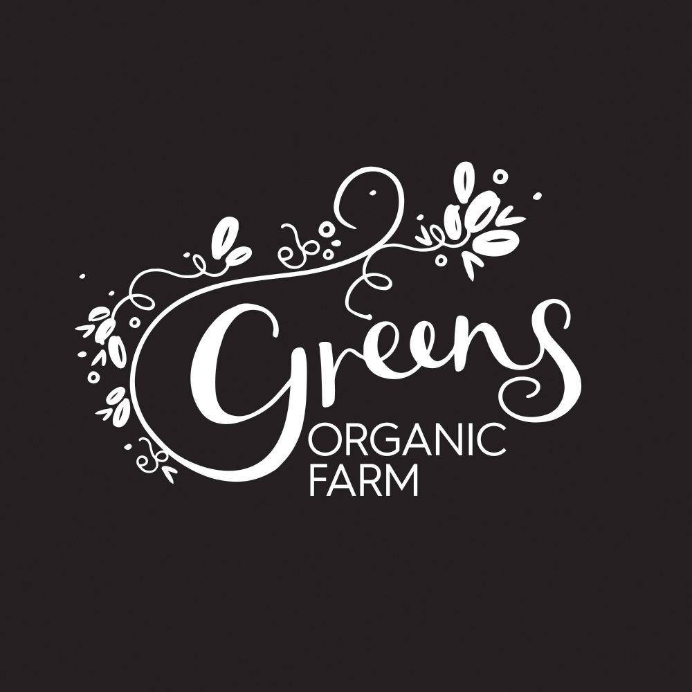 Gof Logo - Greens Organic Farm hand lettered logo design