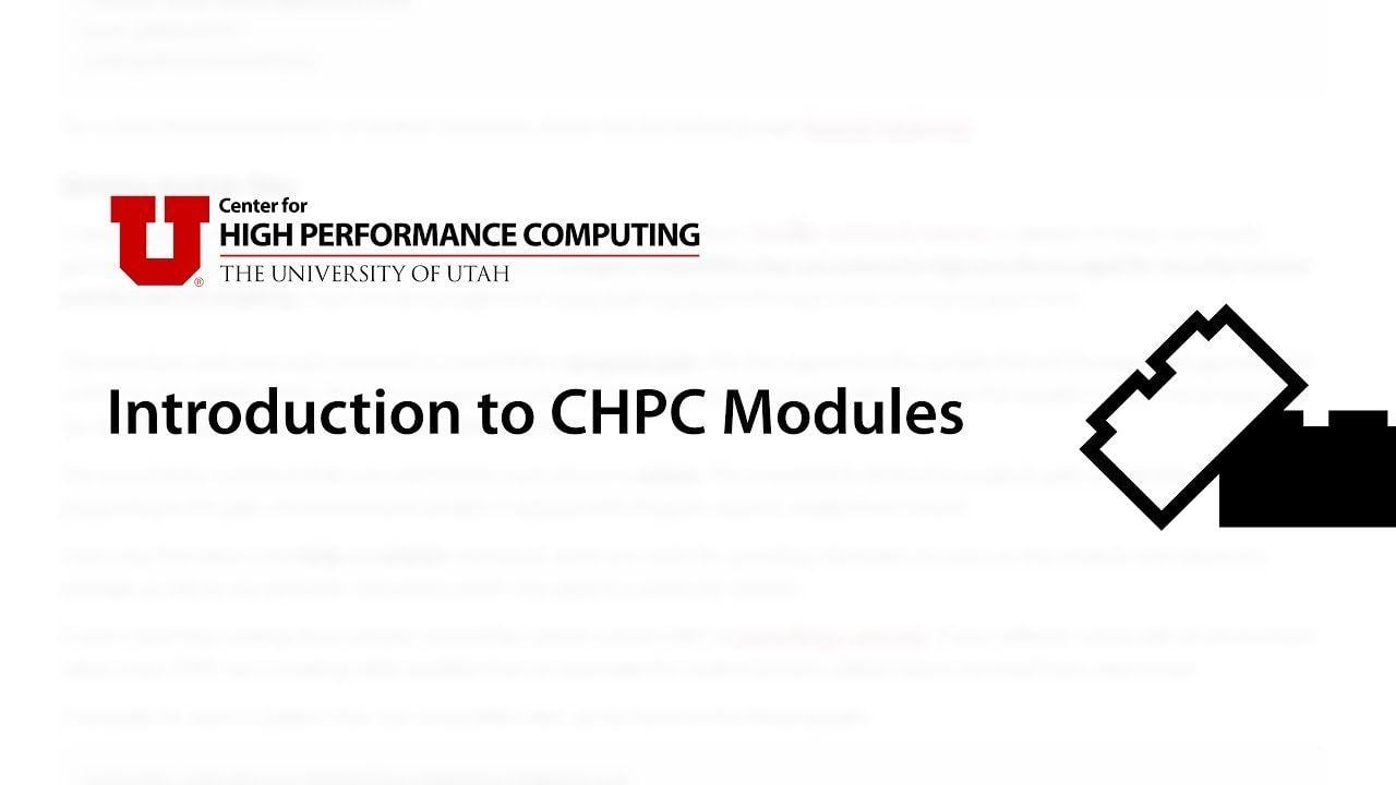 Chpc Logo - Introduction to CHPC Modules - YouTube