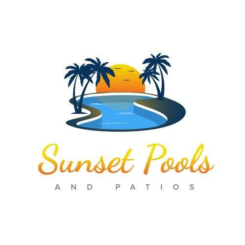 Pool Logo - Sunset, Palm Tree & Pool logo for swimming pool construction | Logo ...