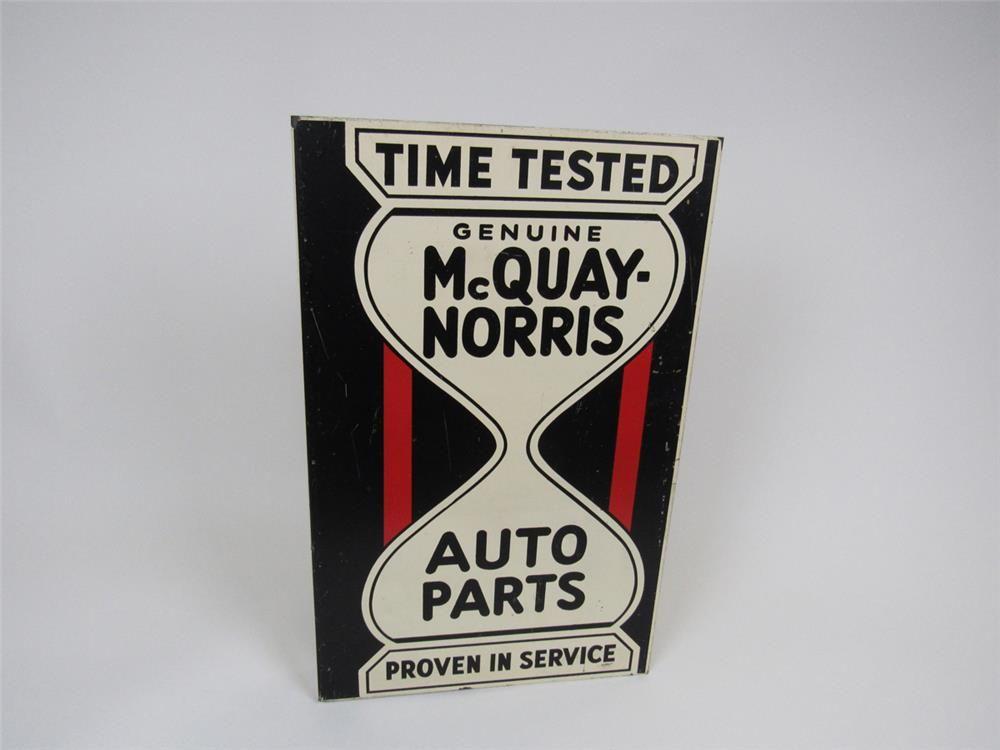 McQuay Logo - 1930s McQuay-Norris Auto Parts 'Time Tested' double-sided tin
