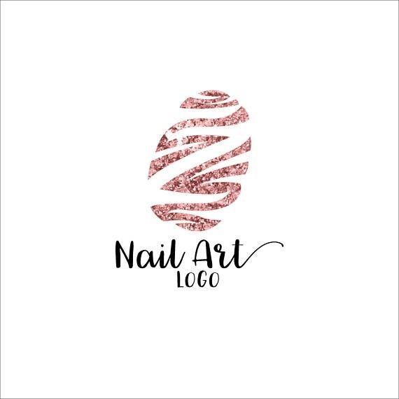 Nail Logo - Nail Logo Design Rose Gold Glitter Spa Salon Premade