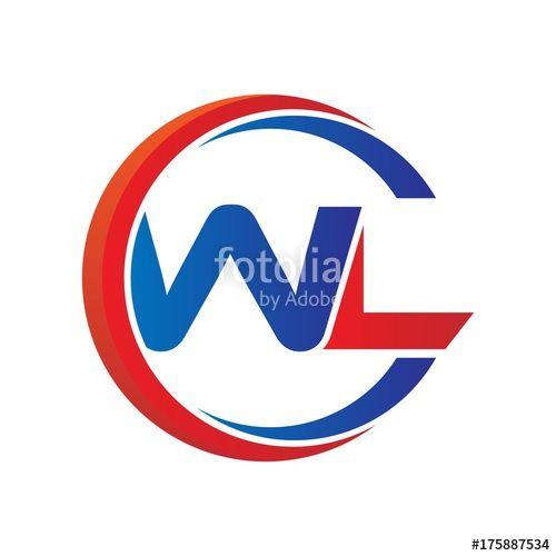 WL Logo - wl logo vector modern initial swoosh circle blue and red Stock