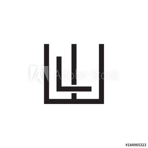 WL Logo - Initial letter W and L, WL, LW, overlapping L inside W, line art
