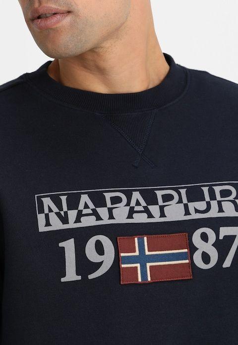 Napapijri Logo - Napapijri BERTHOW LOGO CREW marine Men Clothing